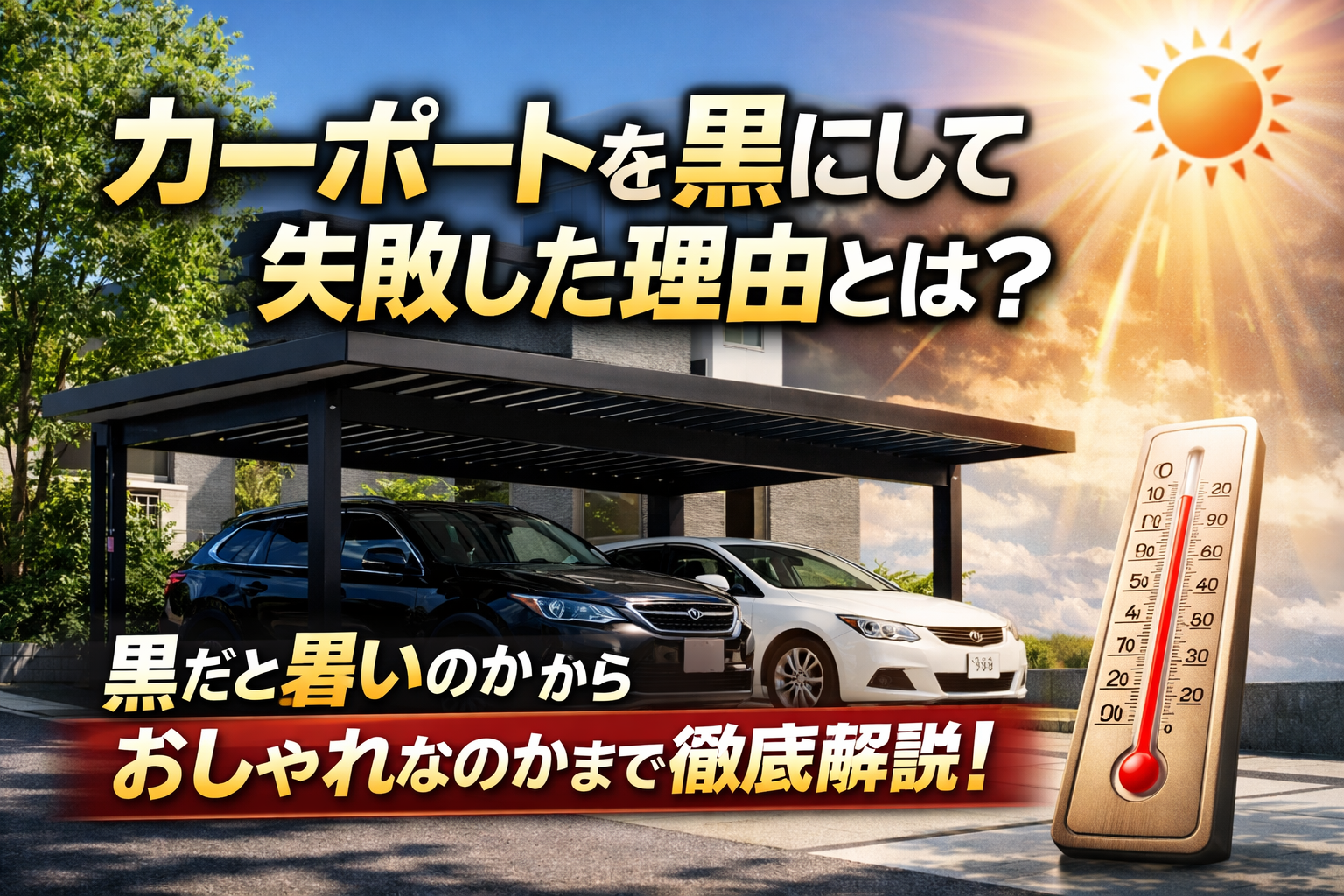カーポートを黒にして失敗した理由とは？黒だと暑いのかからおしゃれなのかまで徹底解説！