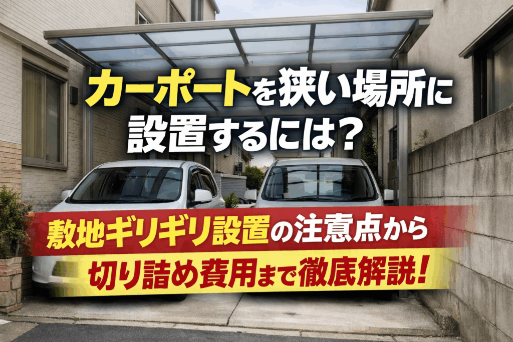 カーポートを狭い場所に設置するには？敷地ギリギリ設置の注意点から切り詰め費用まで徹底解説！