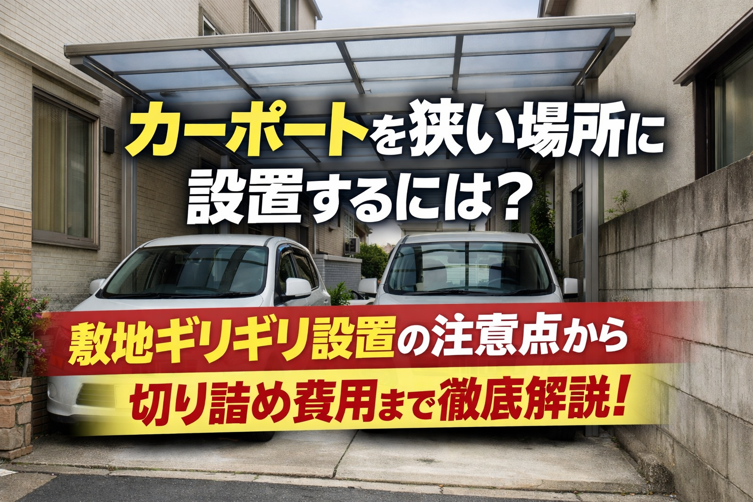 カーポートを狭い場所に設置するには?敷地ギリギリ設置の注意点から切り詰め費用まで徹底解説!