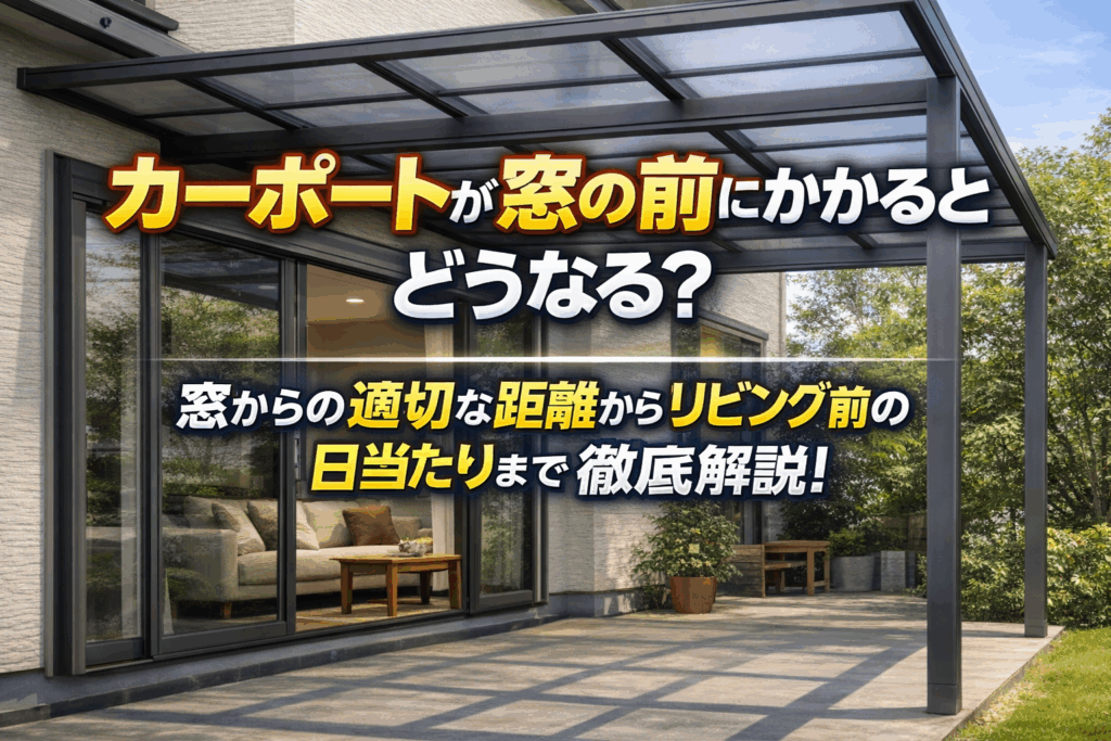 カーポートが窓の前にかかるとどうなる？窓からの適切な距離からリビング前の場合の日当たりまで徹底解説！