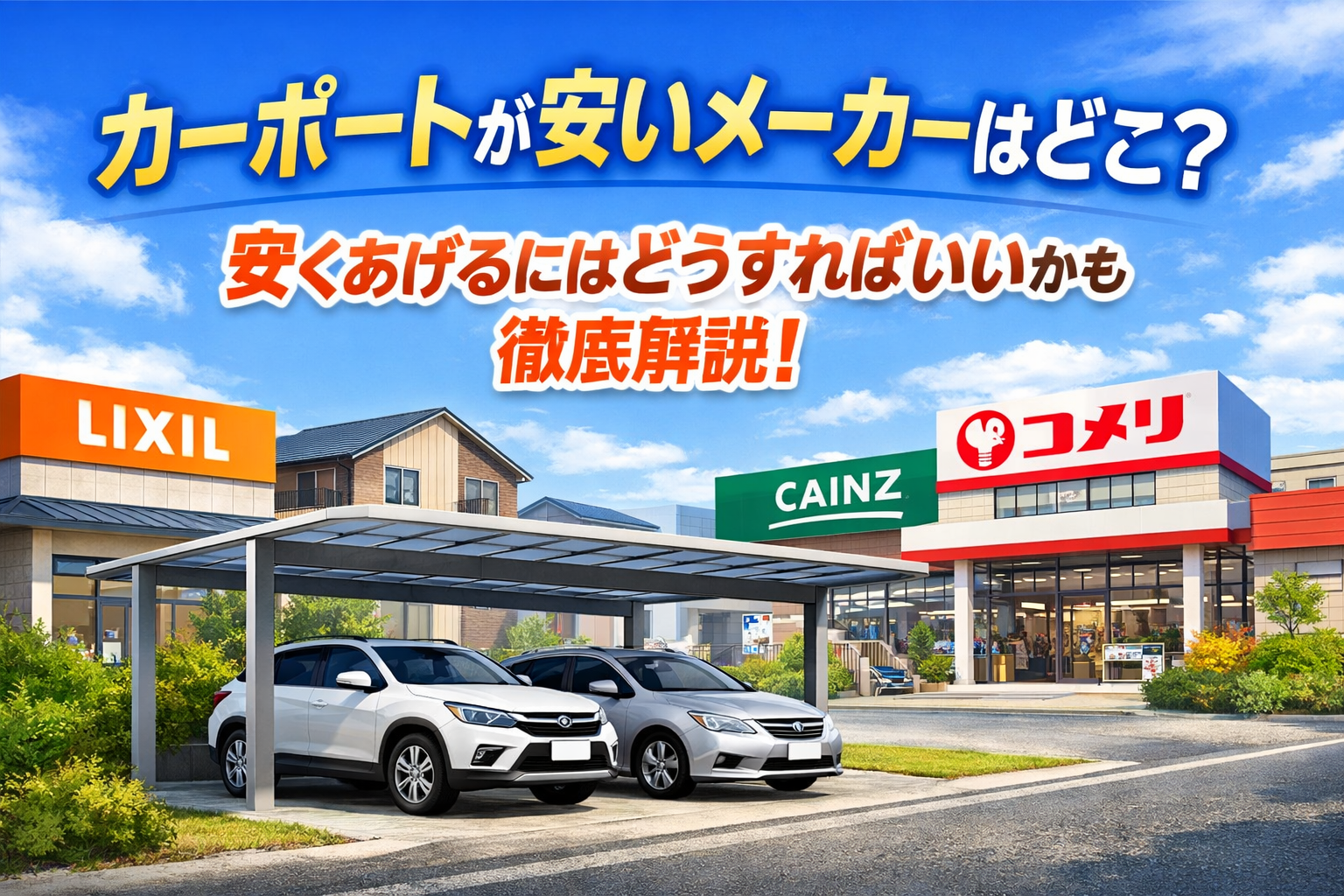 カーポートが安いメーカーはどこ？安くあげるにはどうすればいいかも徹底解説！
