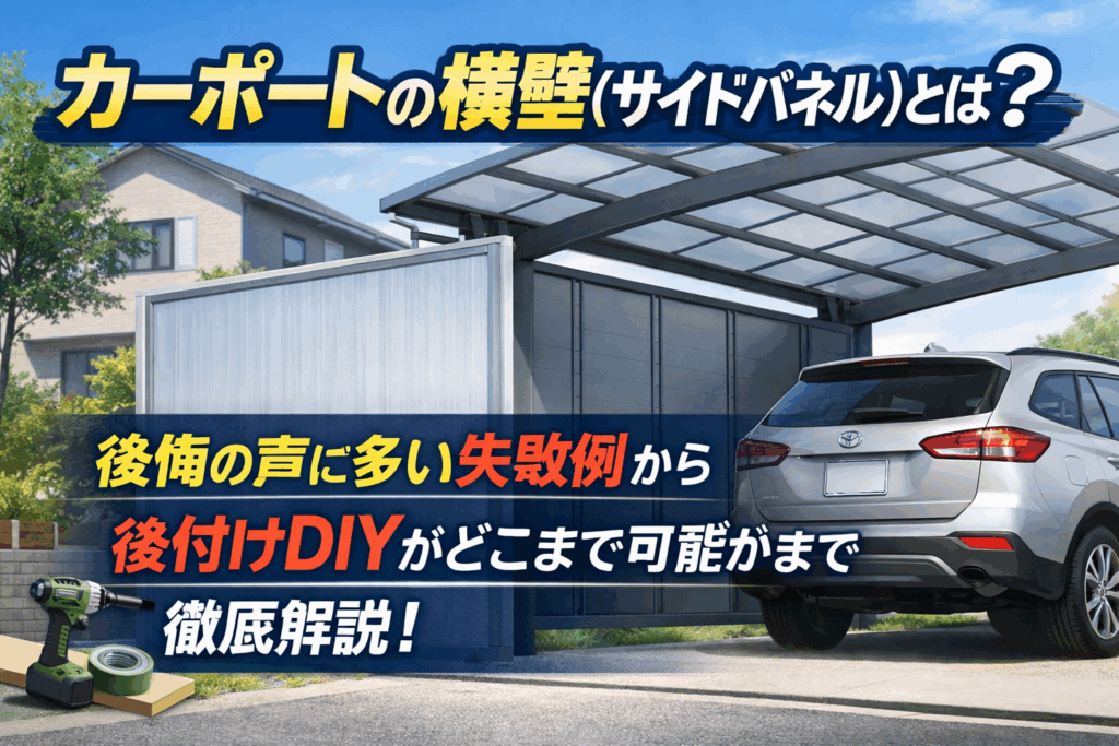 カーポートの横壁(サイドパネル)とは？後悔の声に多い失敗例から後付けDIYがどこまで可能かまで徹底解説！