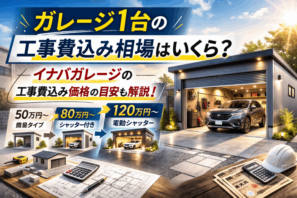 ガレージ1台の工事費込み相場はいくら？イナバガレージの工事費込み価格の目安も解説！