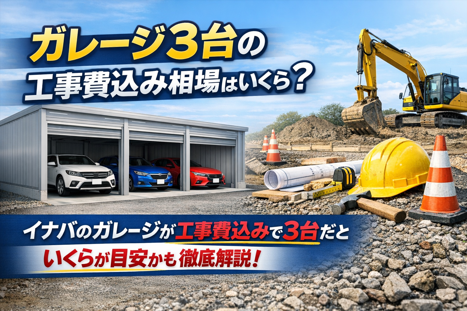 ガレージ3台の工事費込み相場はいくら？イナバのガレージが工事費込みで3台だといくらが目安かも徹底解説！