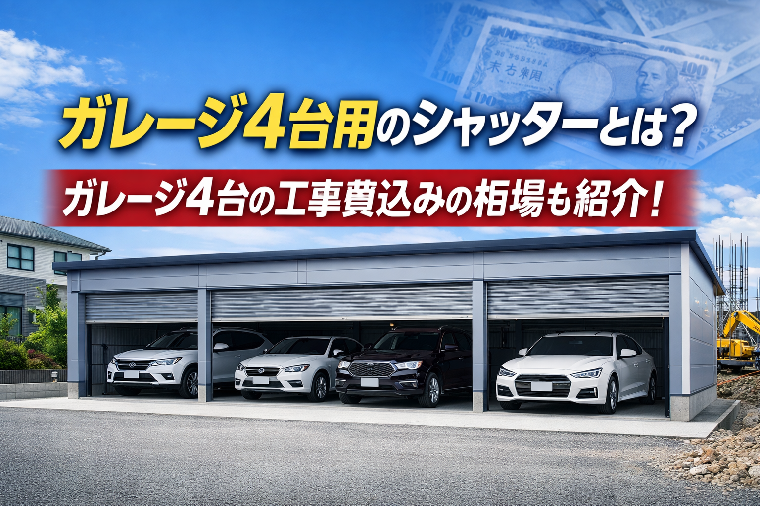ガレージ4台用のシャッターとは?ガレージ4台の工事費込みの相場も紹介!