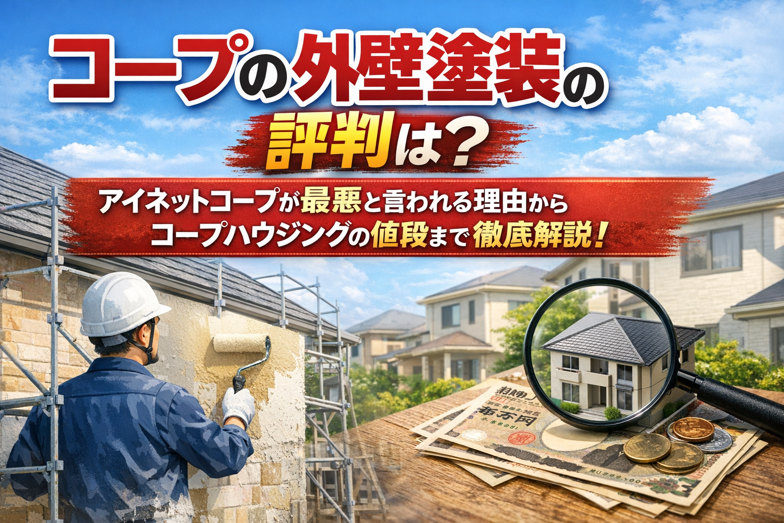 コープの外壁塗装の評判は?アイネットコープが最悪と言われる理由からコープハウジングの値段まで徹底解説!
