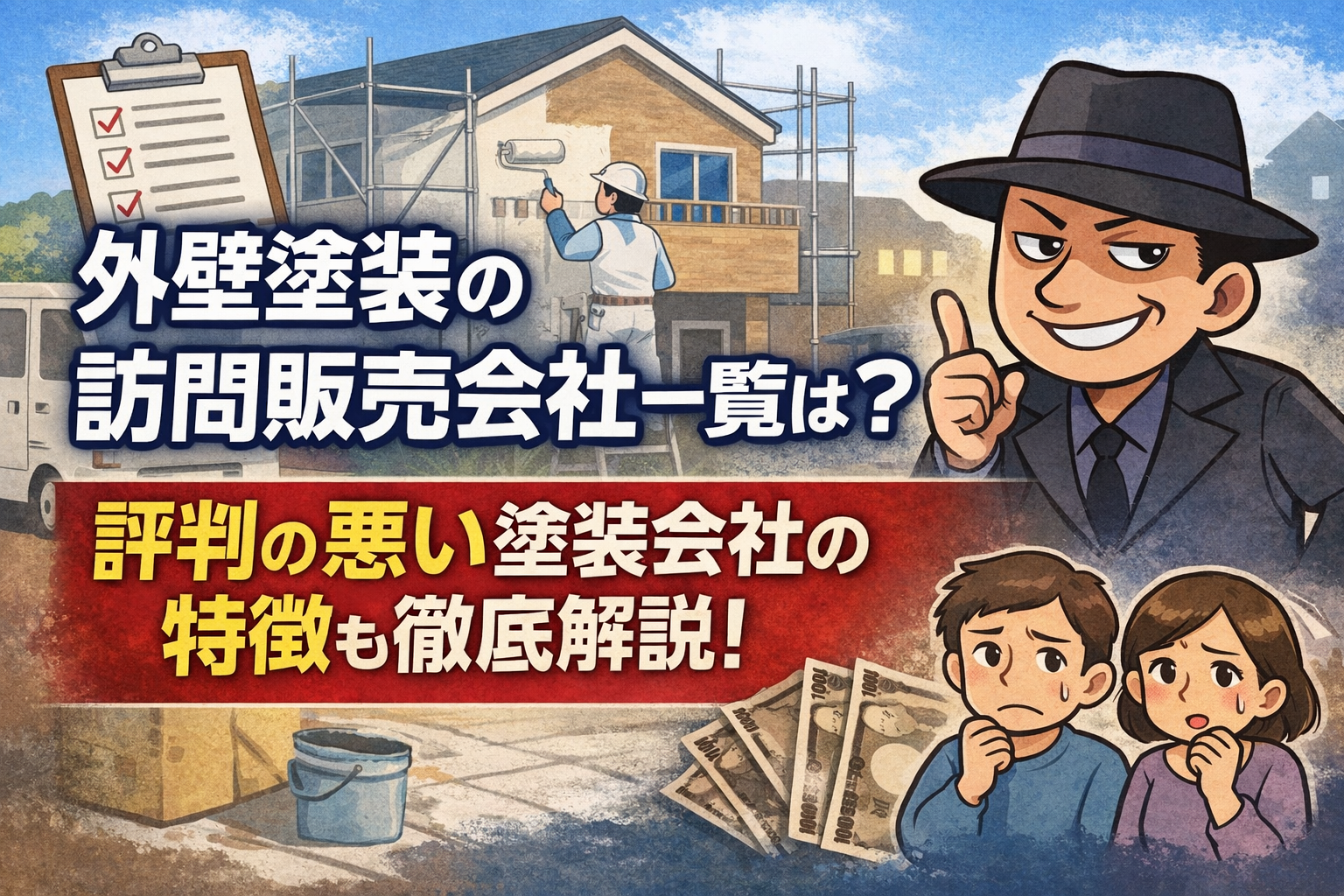外壁塗装の訪問販売会社一覧は?評判の悪い塗装会社の特徴も徹底解説!