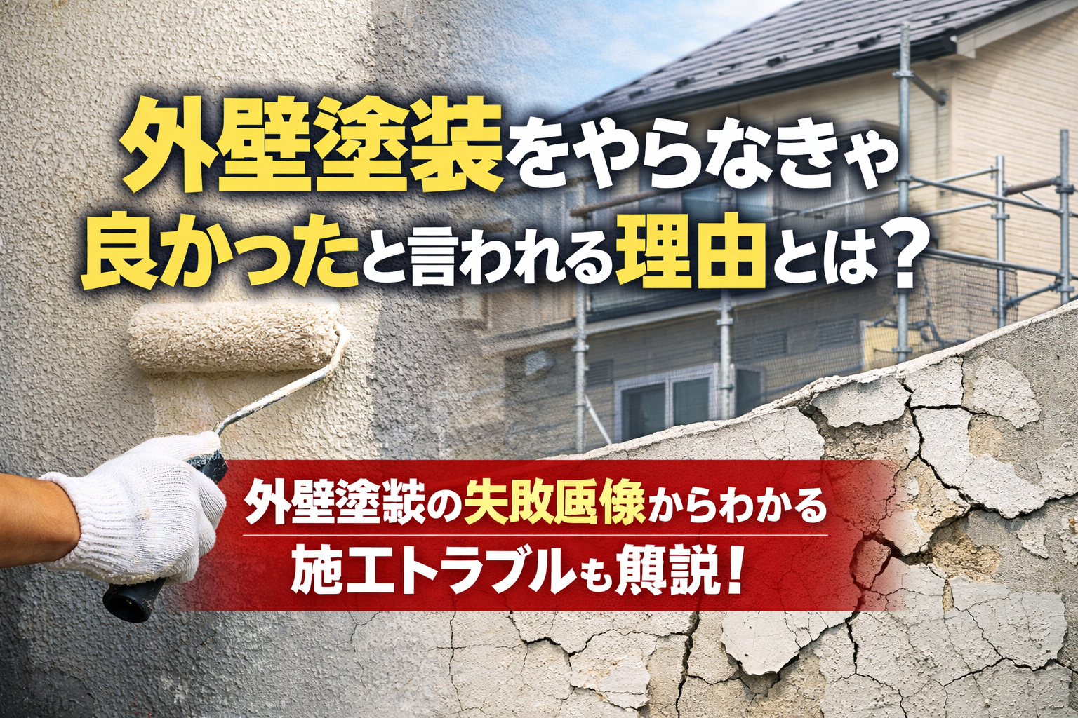 外壁塗装をやらなきゃ良かったと言われる理由とは？外壁塗装の失敗画像からわかる施工トラブルも解説！
