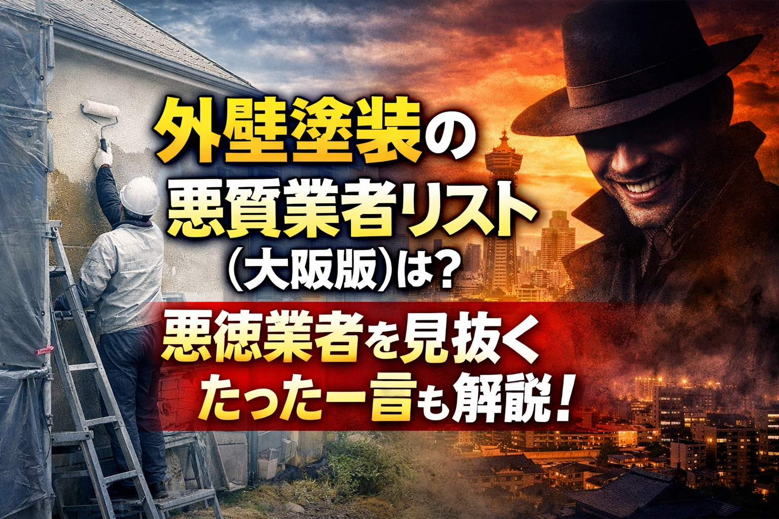 外壁塗装の悪質業者リスト(大阪版)は？悪徳業者を見抜くたった一言も解説！