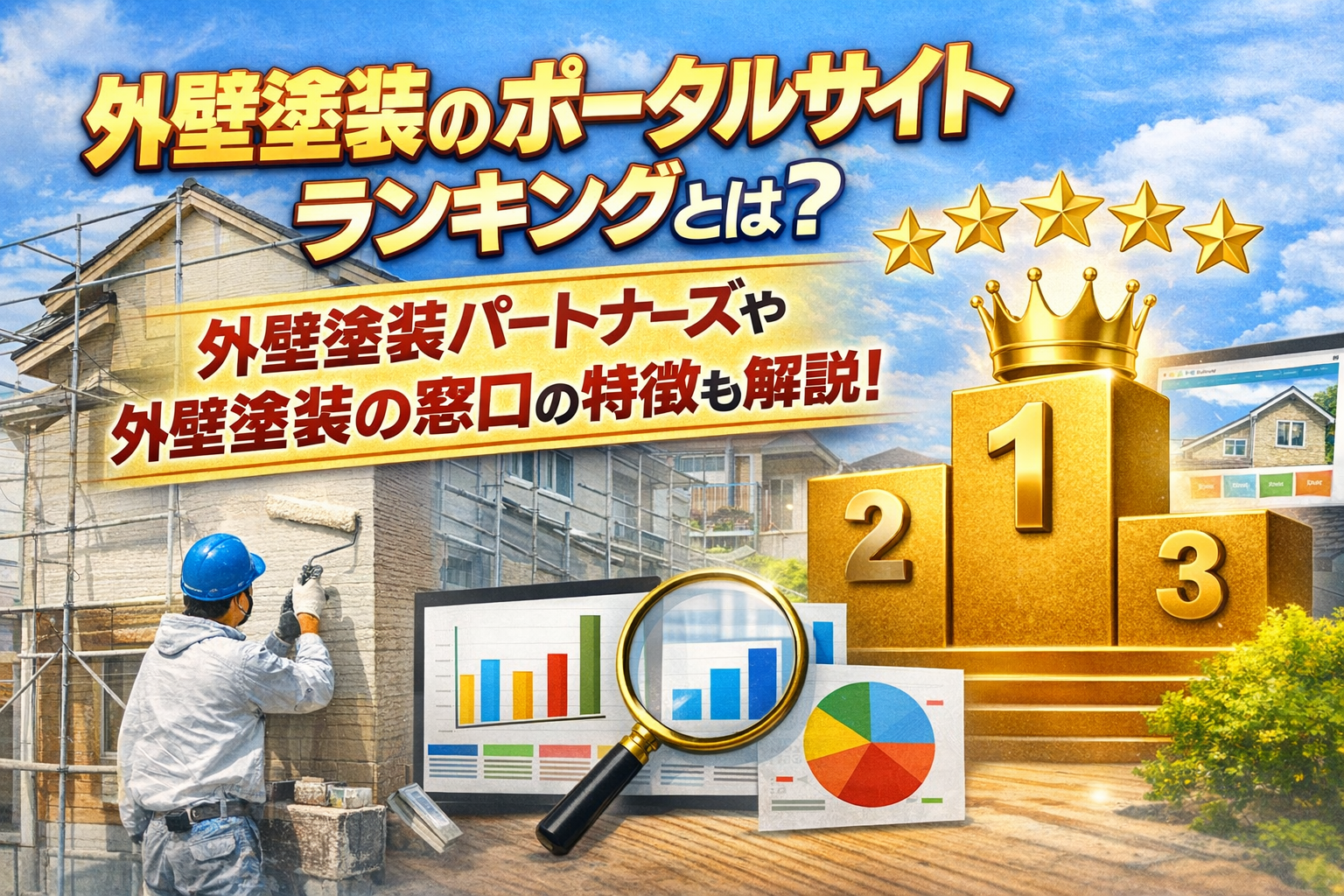 外壁塗装のポータルサイトランキングとは?外壁塗装パートナーズや外壁塗装の窓口の特徴も解説!
